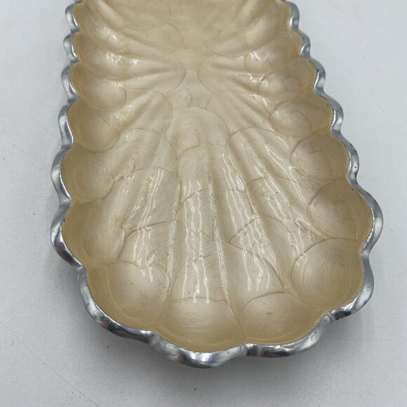 Julia Knight Peony 14” Rectangular Tray Kiwi Cast Aluminum Enamel Pearlized - Picture 5 of 8